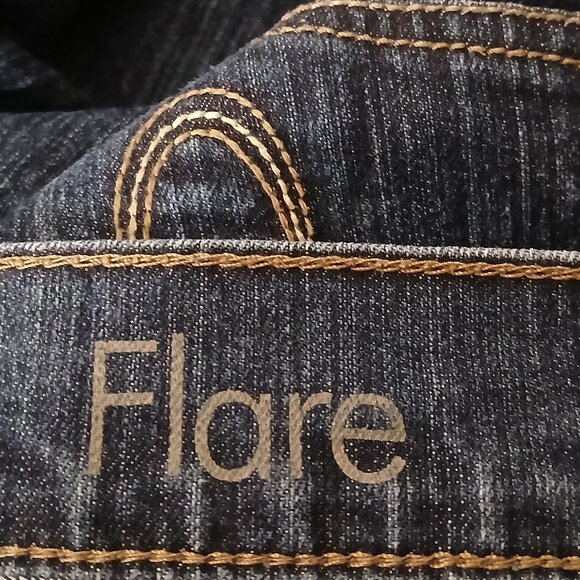 Calvin Klein Jeans Plus Size 18 W Flare Leg Mid Rise Dark Blue Denim Stretch - Picture 9 of 10